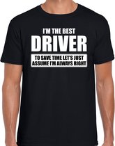I'm the best driver - always right t-shirt zwart heren - Cadeau verjaardag t-shirt chauffeur 2XL
