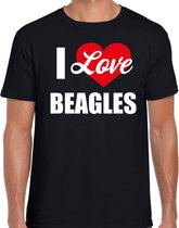 I love Beagles honden t-shirt zwart - heren - Beagles liefhebber cadeau shirt 2XL