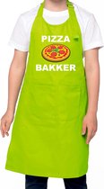 Pizzabakker keukenschort groen voor jongens en meisjes - Pizza bakker schort/ keukenschort - Bakken met kinderen