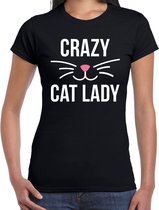 Crazy cat lady kattenvrouw t-shirt zwart - dames - Katten liefhebber cadeau shirt XL