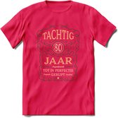 80 Jaar Legendarisch Gerijpt T-Shirt | Mos - Ivoor | Grappig Verjaardag en Feest Cadeau Shirt | Dames - Heren - Unisex | Tshirt Kleding Kado | - Roze - S