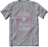 100 Jaar Legendarisch Gerijpt T-Shirt | Roze - Grijs | Grappig Verjaardag en Feest Cadeau Shirt | Dames - Heren - Unisex | Tshirt Kleding Kado | - Donker Grijs - Gemaleerd - L