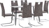 Decoways - 7-delige Eethoek kunstleer bruin