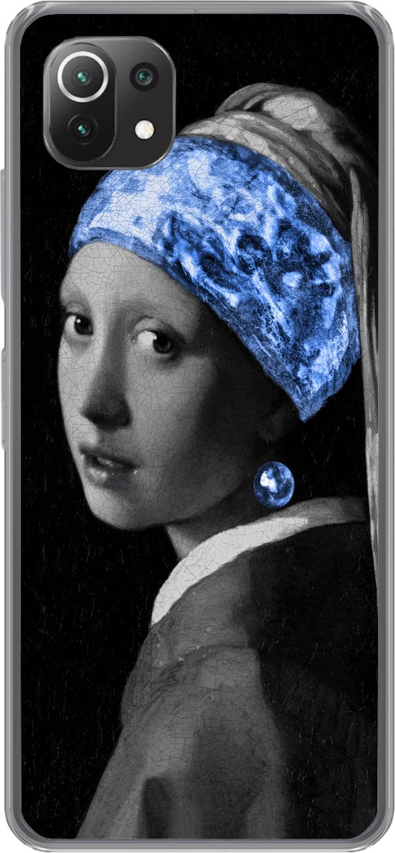 Telefoonhoesje Geschikt voor Xiaomi 11T hoesje - Meisje met de parel - Vermeer - Blauw - Siliconen Telefoonhoesje Telefoonhoesje