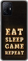 Geschikt voor Xiaomi 11T Pro hoesje - Gaming - Games - Quotes - Spreuken - Eat sleep game repeat - Siliconen Telefoonhoesje