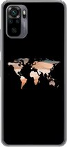 Geschikt voor Xiaomi Redmi Note 10 hoesje - Wereldkaart - Verf - Zwart - Siliconen Telefoonhoesje