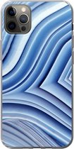 Geschikt voor iPhone 12 Pro Max hoesje - Natuurstenen - Patroon - Blauw - Siliconen Telefoonhoesje