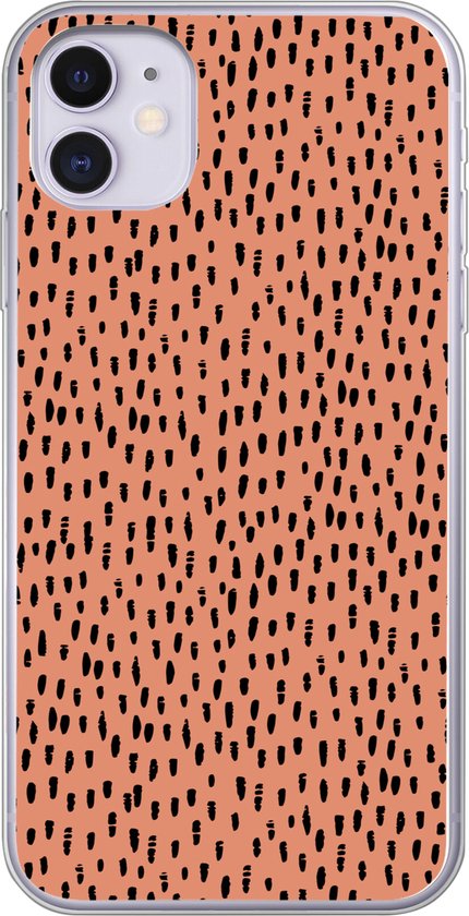 Coque iPhone 11 - Pois - Zwart - Oranje - Coque de téléphone en Siliconen