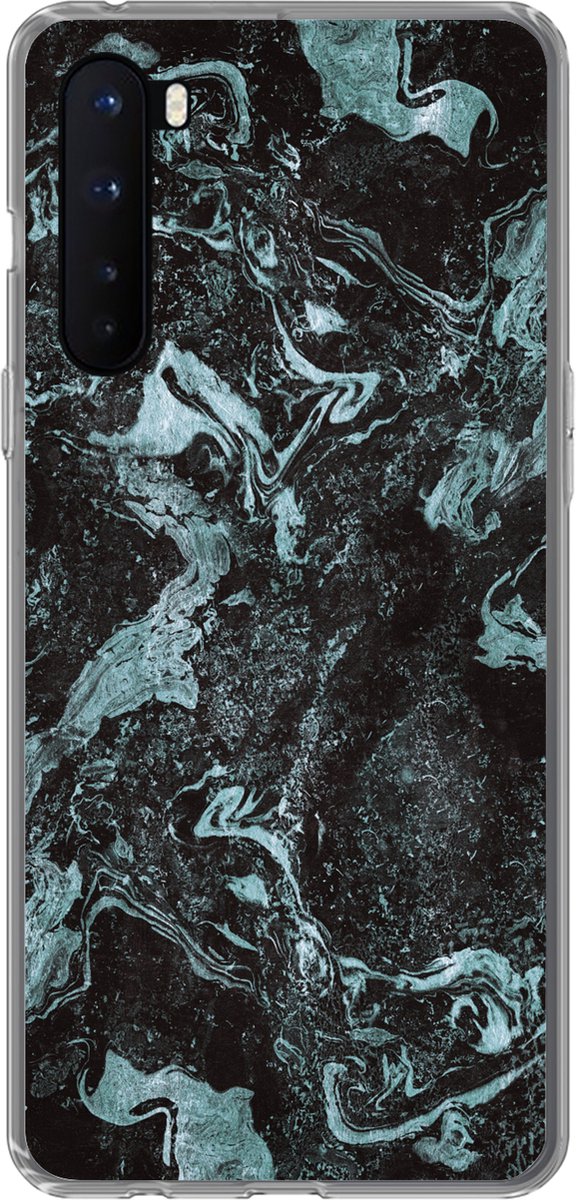 Telefoonhoesje Geschikt voor OnePlus Nord hoesje - Natuursteen - Blauw - Steen - Siliconen Telefoonhoesje Telefoonhoesje