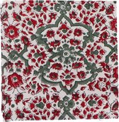 Les Ottomans  - Servetten handgeprint katoen rood beige motief 40x40cm (set van 4) - Servetten