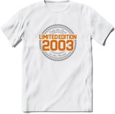2003 Limited Edition Ring T-Shirt | Zilver - Goud | Grappig Verjaardag en Feest Cadeau Shirt | Dames - Heren - Unisex | Tshirt Kleding Kado | - Wit - M