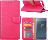 LuxeBass Hoesje geschikt voor Sony Xperia XZ1 - Bookcase Roze - portemonnee hoesje - telefoonhoes - gsm hoes - telefoonhoesjes