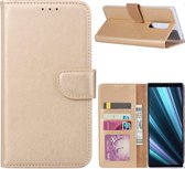 LuxeBass Hoesje geschikt voor Sony Xperia 1 - Bookcase Goud - portemonnee hoesje - telefoonhoes - gsm hoes - telefoonhoesjes