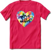 Love Is Love | Pride T-Shirt | Grappig LHBTIQ+ / LGBTQ / Gay / Homo / Lesbi Cadeau Shirt | Dames - Heren - Unisex | Tshirt Kleding Kado | - Roze - XL