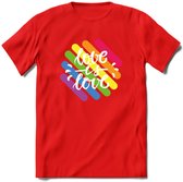 Love Is Love | Pride T-Shirt | Grappig LHBTIQ+ / LGBTQ / Gay / Homo / Lesbi Cadeau Shirt | Dames - Heren - Unisex | Tshirt Kleding Kado | - Rood - XXL