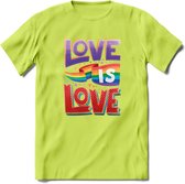 Love Is Love | Pride T-Shirt | Grappig LHBTIQ+ / LGBTQ / Gay / Homo / Lesbi Cadeau Shirt | Dames - Heren - Unisex | Tshirt Kleding Kado | - Groen - L