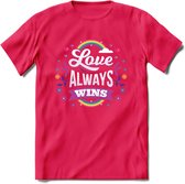 Love Wins | Pride T-Shirt | Grappig LHBTIQ+ / LGBTQ / Gay / Homo / Lesbi Cadeau Shirt | Dames - Heren - Unisex | Tshirt Kleding Kado | - Roze - L