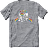 Love Is Love | Pride T-Shirt | Grappig LHBTIQ+ / LGBTQ / Gay / Homo / Lesbi Cadeau Shirt | Dames - Heren - Unisex | Tshirt Kleding Kado | - Donker Grijs - Gemaleerd - XL