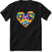 Love Is Love | Pride T-Shirt | Grappig LHBTIQ+ / LGBTQ / Gay / Homo / Lesbi Cadeau Shirt | Dames - Heren - Unisex | Tshirt Kleding Kado | - Zwart - 3XL