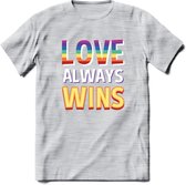 Love Wins | Pride T-Shirt | Grappig LHBTIQ+ / LGBTQ / Gay / Homo / Lesbi Cadeau Shirt | Dames - Heren - Unisex | Tshirt Kleding Kado | - Licht Grijs - Gemaleerd - L