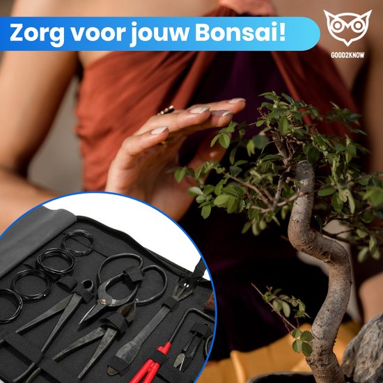 Good2know Set d' Outils pour bonsaï - 16 pièces - Kit de démarrage pour bonsaï - Kit d'entretien pour bonsaï - Outils de jardin