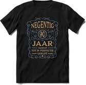 90 Jaar Legendarisch Gerijpt T-Shirt | Sky Blue - Ivoor | Grappig Verjaardag en Feest Cadeau Shirt | Dames - Heren - Unisex | Tshirt Kleding Kado | - Zwart - XL