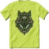 Vos - Dieren Mandala T-Shirt | Groen | Grappig Verjaardag Zentangle Dierenkop Cadeau Shirt | Dames - Heren - Unisex | Wildlife Tshirt Kleding Kado | - Groen - 3XL