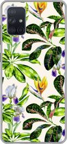 Telefoonhoesje Geschikt voor Samsung Galaxy A71 hoesje - Bladeren - Strelitzia - Bloem - Siliconen Telefoonhoesje
