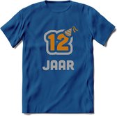 12 Jaar Feest T-Shirt | Goud - Zilver | Grappig Verjaardag Cadeau Shirt | Dames - Heren - Unisex | Tshirt Kleding Kado | - Donker Blauw - XL