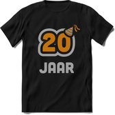 20 Jaar Feest T-Shirt | Goud - Zilver | Grappig Verjaardag Cadeau Shirt | Dames - Heren - Unisex | Tshirt Kleding Kado | - Zwart - S