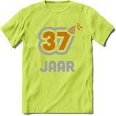 37 Jaar Feest T-Shirt | Goud - Zilver | Grappig Verjaardag Cadeau Shirt | Dames - Heren - Unisex | Tshirt Kleding Kado | - Groen - XXL