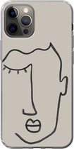 Geschikt voor iPhone 12 Pro hoesje - Oog - Abstract - Line art - Siliconen Telefoonhoesje