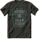 100 Jaar Legendarisch Gerijpt T-Shirt | Lichtblauw - Grijs | Grappig Verjaardag en Feest Cadeau Shirt | Dames - Heren - Unisex | Tshirt Kleding Kado | - Donker Grijs - XXL