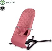 MoreLife Baby Wipstoel - Schommelstoel voor Baby’s - Baby Slaapstoeltje - Inklapbare Baby wipstoeltje inklapbaar - Cranberry Kleur - Geschikt voor baby’s tot 6 maanden.