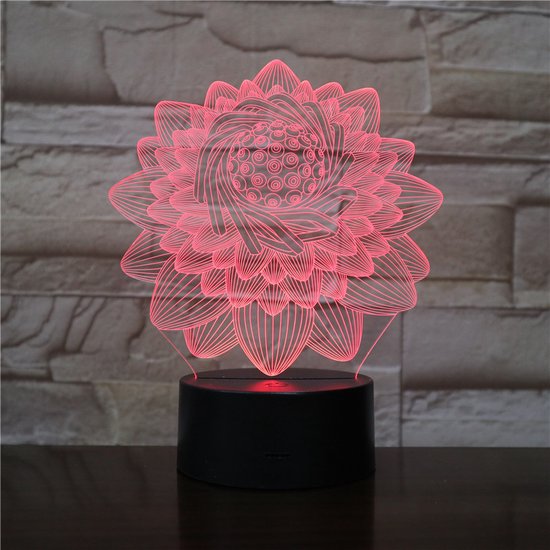 Lampe Déco 3D Fleur de Lotus 7 Couleurs Décoration LED