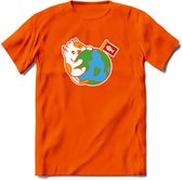 It's A Cat World - Katten T-Shirt Kleding Cadeau | Dames - Heren - Unisex | Kat / Dieren shirt | Grappig Verjaardag kado | Tshirt Met Print | - Oranje - S