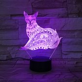 3D Led Lamp Met Gravering - RGB 7 Kleuren - Vos