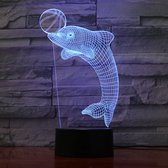 3D Led Lamp Met Gravering - RGB 7 Kleuren - Dolfijn