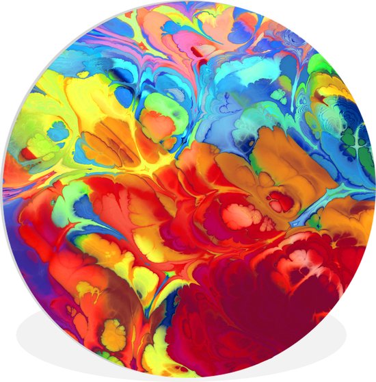WallCircle - Wandcirkel ⌀ 150 - Regenboog kleuren door elkaar - Ronde schilderijen woonkamer - Wandbord rond - Muurdecoratie cirkel - Kamer decoratie binnen - Wanddecoratie muurcirkel - Woonaccessoires