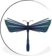 WallCircle - Wandcirkel - Muurcirkel - Een illustratie van een blauwe libelle - Aluminium - Dibond - ⌀ 60 cm - Binnen en Buiten