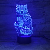 3D Led Lamp Met Gravering - RGB 7 Kleuren - Uil