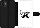 Bookcase Geschikt voor iPhone 12 Mini telefoonhoesje - Quotes - Trouwen - 'Groom' - Spreuken - Met vakjes - Wallet case met magneetsluiting