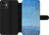 Bookcase Geschikt voor iPhone 11 telefoonhoesje - Blauw - Roest print - Vintage - Met vakjes - Wallet case met magneetsluiting