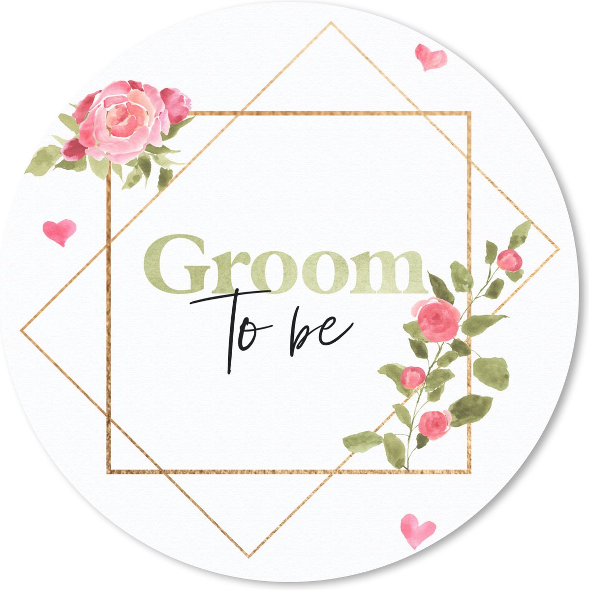 Muismat rond 30x30 cm - Mousepad Quotes - 'Groom to be' - Bloem - Spreuken - Ronde muismatten