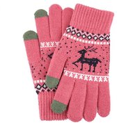 Wolle Handschoenen met Touchscreen - Kerst - Dames Donker roze
