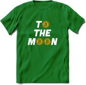 To The Moon - Crypto T-Shirt Kleding Cadeau | Dames / Heren / Unisex | Bitcoin / Ethereum shirt | Grappig Verjaardag kado | BTC Tshirt Met Print | - Donker Groen - S