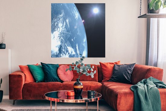 Poster 100x100 cm - Aarde van het zonnestelsel - Posters - Kamer decoratie - Wanddecoratie woonkamer - Muurdecoratie slaapkamer XXL