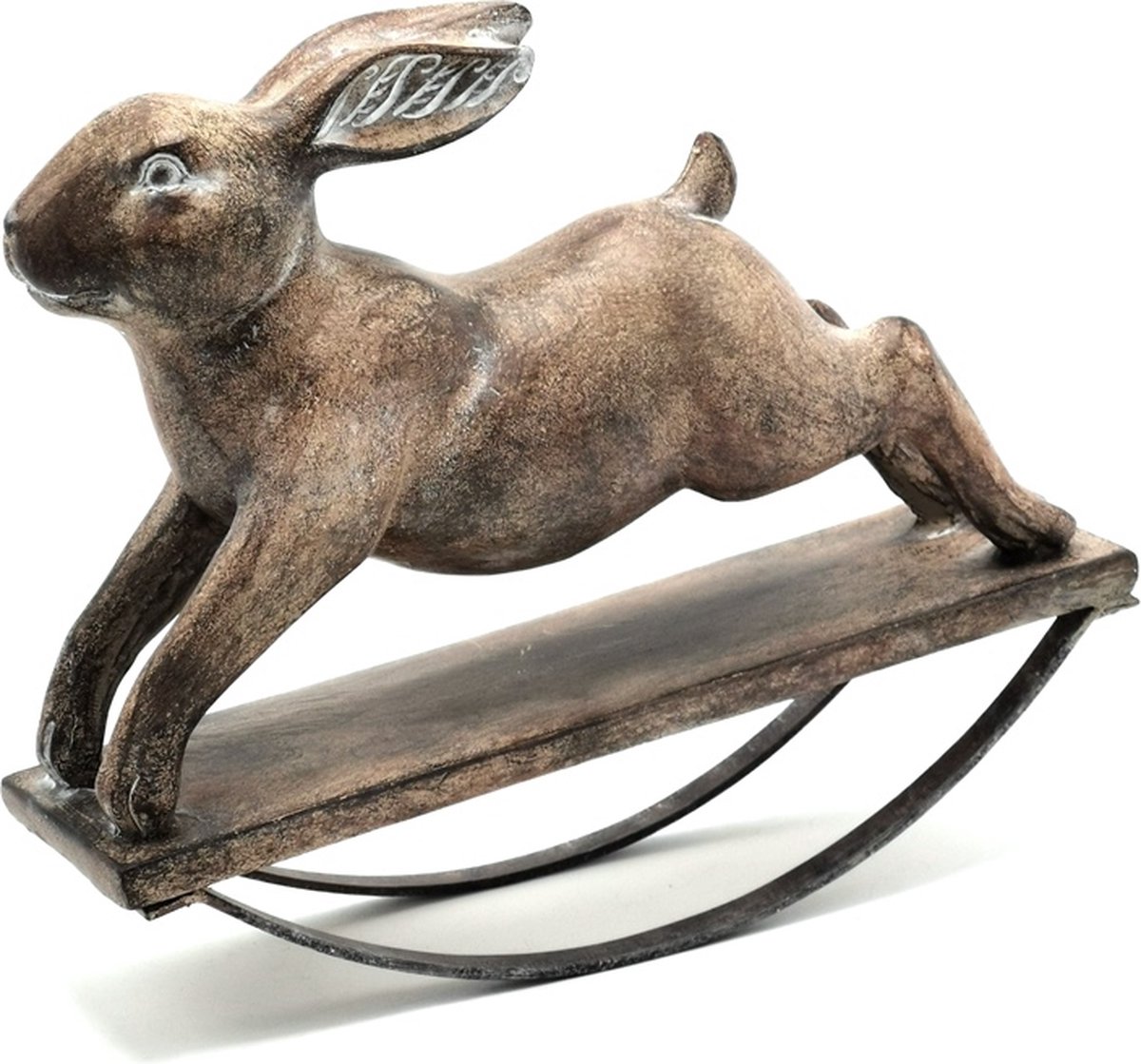 Brocante Hobbelkonijn beeldje - Landelijk mooi - Sober en Stoer - b24,4 cm x h21cm
