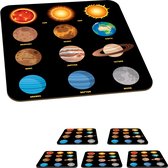 Onderzetters voor glazen - Verschillende planeten van het zonnestelsel - 10x10 cm - Glasonderzetters - 6 stuks