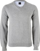 OLYMP modern fit trui katoen - V-hals - grijs -  Maat: 4XL